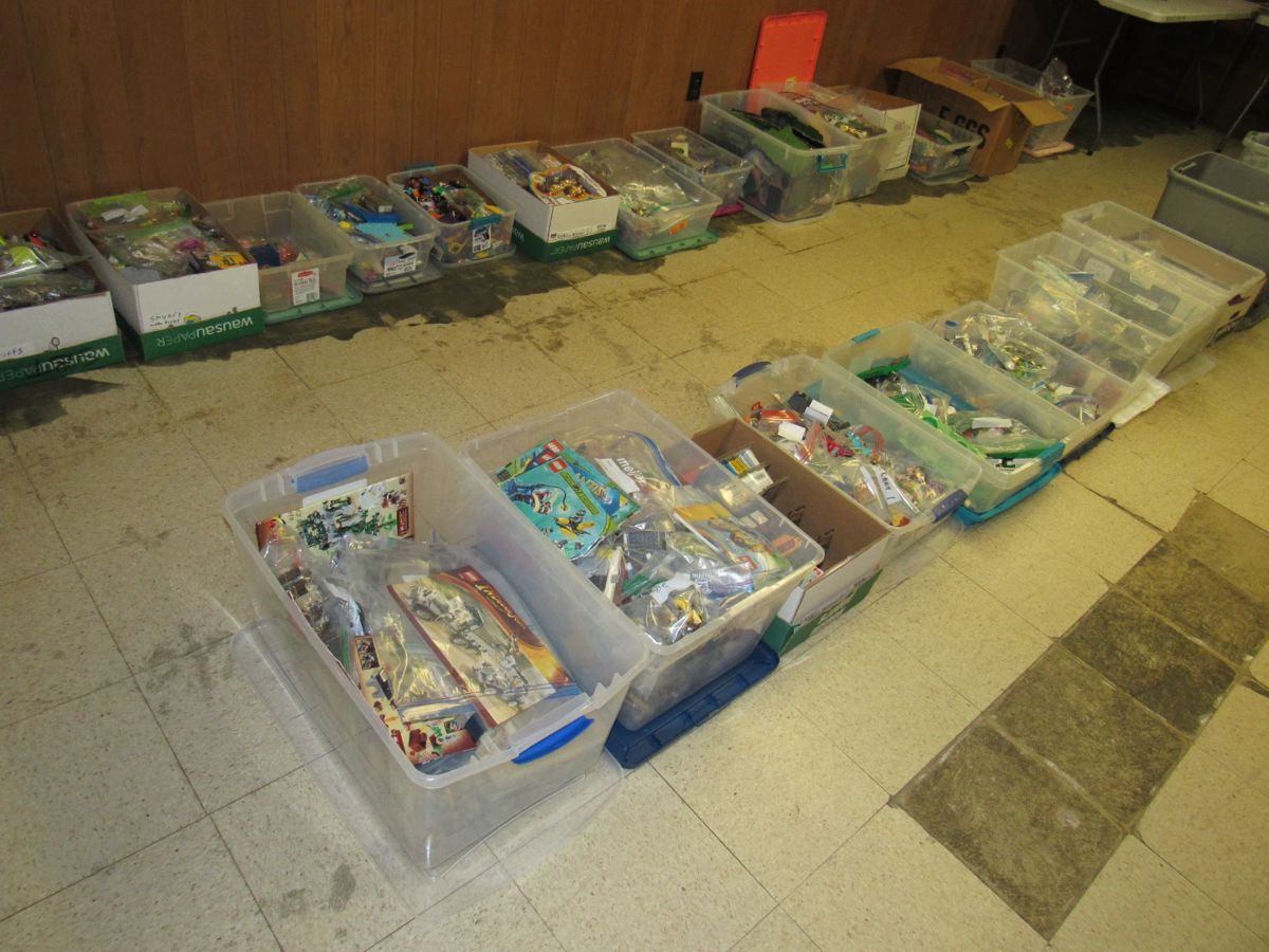 Many totes of Legos