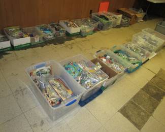 Many totes of Legos