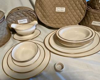 Lenox Mansfield China: Eight 4-Piece Place Settings, with serving pieces and cases. Beautiful condition.