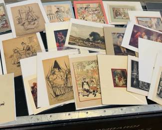 Some of the nearly 200 antique prints available.