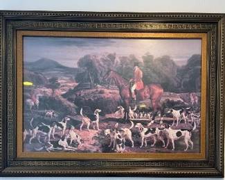 Large Professionally Framed Hunt Scene. Truly beautiful in person.