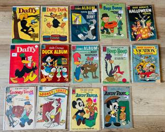From a collection of 75 comics purchased at an auction of a closing comic book store twenty years ago. Features used 1950s Disney comics, and as-new Super Hero comics from the 1990s. Several are First Issue. Make an offer for any and all.