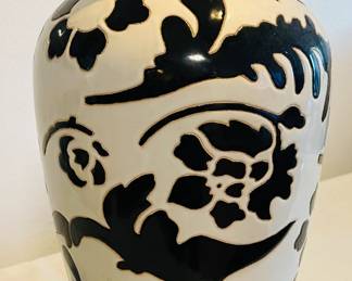 Lovely decorative floor vase about 21" tall. Unfortunately it has a hairline crack on one side. (See next photo). Make an offer!