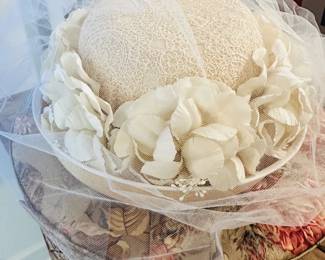 Fabulous flowers & veil Kokin NYC Couture Hat. New with tags (Niemen Marcus). She sleeps in a lovely fabric hat box.