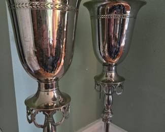 Tops of the unusual, rare art deco floor lamps.