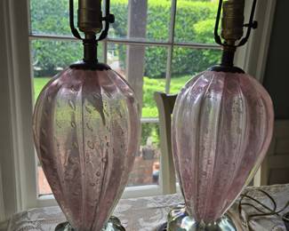 Pink Bubble MURANO Pair of Lamps