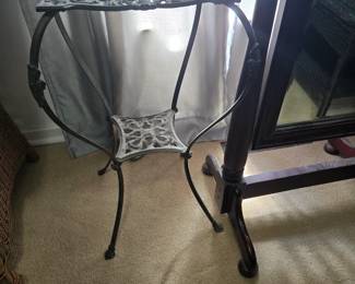 Metal and glass antique table.