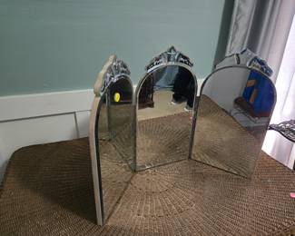 3 part standing vintage mirror.