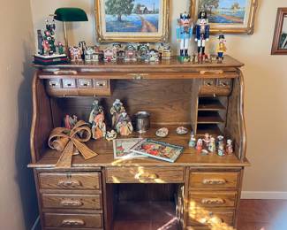 M. Sanders bluebonnet paintings, roll top desk