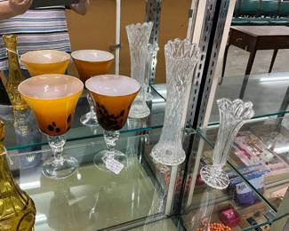 Art Nouveau Goblets - Clear Glass Vases