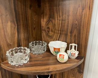 Princess House Clear Candle Holders - Arcadian or Goss Crested Bowl & Vases