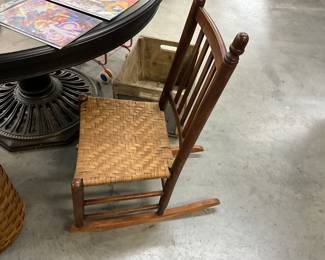 Wicker Seat Wood Rocking Chair