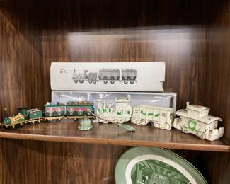 Dept 56 Dickens Village Series Flying Scot Train - White Porcelain 3 pc Train Set - Metal Candle Snuffer