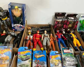 Assorted Action Figures & Hot Wheels Die Cast Toys