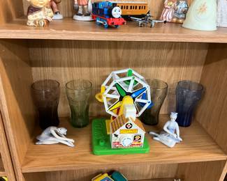 Assorted Coca-Cola Glasses - Fisher Price Toy Ferris Wheel - Porcelain Ballerina Figurines