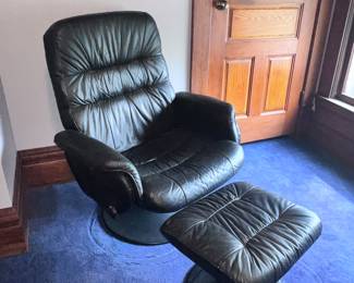 Leather chair and ottoman