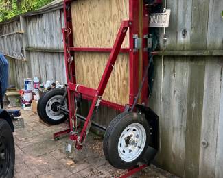 4' x 8' folding trailer. Only used 2 times!!! Great shape. All assembled, 12" wheels, LED lights. 3/4" pressure treate3d plywood deck.