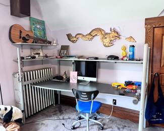 DESK AND CHAIR - TWO TIER AND LONG, PERFECT FOR INHOME OFFICE OR SCHOOLING
