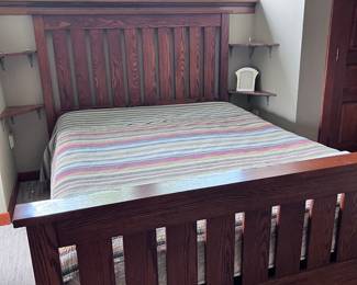 Amish made queen size bed with drawers on either side