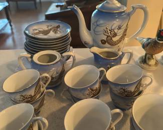 Hand Painted Japanese Dragon Tea Set