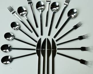 Rare vintage Boda Nova ‘Stockholm’ stainless steel flatware set, service for 4