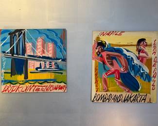 Two original paintings by Steve Keene (Skidibiz)