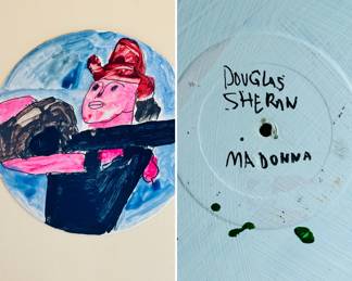 Unique original art painted on vinyl records by Douglas Sheran