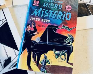 Amazing 1980 ‘Coleccion Micro Misterio - Juego Rudo No. 626’ original hand drawn 100 page comic panels by artist Julio Camarena. This will be sold as a collection with a copy of the ‘Juego Rudo’ comic