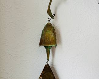Large 23” Italian Cosanti Paolo Soleri Studios bronze brutalist windbell with original box