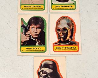 Set of 5 1977 20th Century Fox Film Corp Star Wars collectible stickers