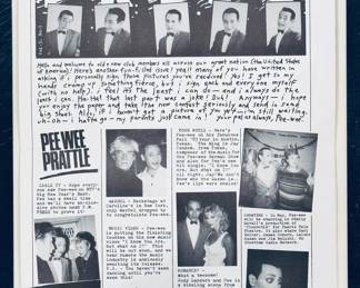 1985 The Pee Wee Press mailer featuring a photo with him and Andy Warhol