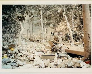 Intense and important photo titled “Statue (Doublecheck by J. Seward Johnson), September 11, 2001” by Jeff Mermelstein, signed and personalized on December 16th of that year