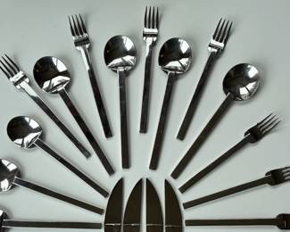 Rare vintage Boda Nova ‘Stockholm’ stainless steel flatware set, service for 4