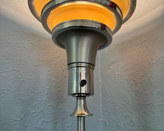 Very cool Art Deco/Machine Age triple cone aluminum & chrome floor lamp