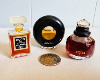1980’s miniature Coco Chanel, Paloma Picasso and Yves Saint Laurent Paris perfumes