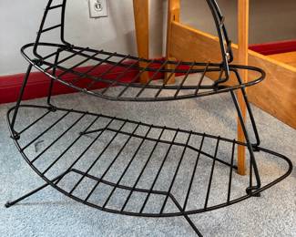 Vintage Atomic two-tier magazine stand