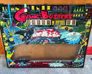 1970’s ‘Gang-Busters’ Arcade Machine back glass panel