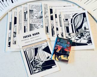 Amazing 1980 ‘Coleccion Micro Misterio - Juego Rudo No. 626’ original hand drawn 100 page comic panels by artist Julio Camarena. This will be sold as a collection with a copy of the ‘Juego Rudo’ comic