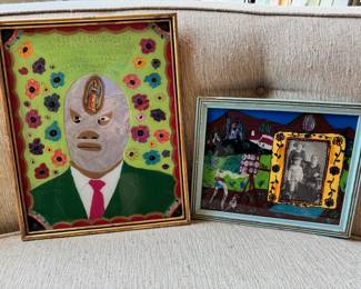 Two original reverse painted art pieces by Manuel Bauman