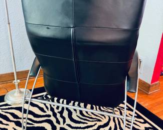 Vintage black leather and metal ‘Billy’ Recliner by Lafer, Brazil