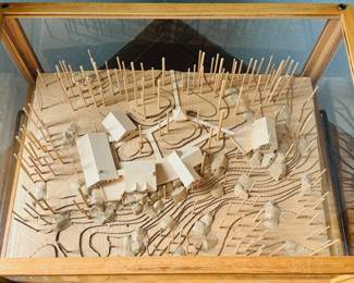 Unique 3-D Architectural rendering in wood and glass display case