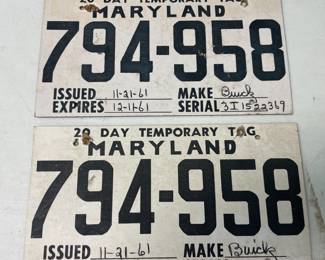 1961 Temp Tags