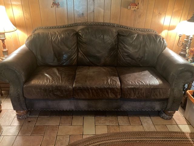 Flex steel leather sofa