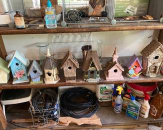 lots of wooden bird houses
