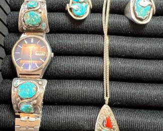 EFFIE CALAVAZA ZUNI STERLING TURQUIOSE
