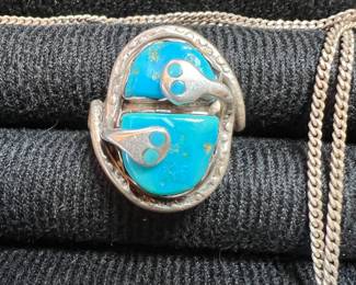 EFFIE CALAVAZA ZUNI STERLING TURQUIOSE