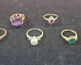 Pearl Gemstones Gold Rings
