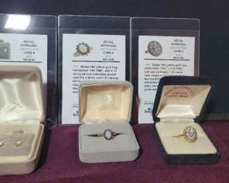 14K GF Sapphire Opal Diamond