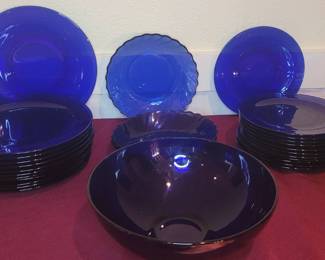 Cobalt Glass Tableware 29pc