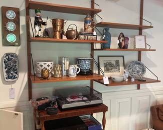 MCM Teak Adjustable Shelves with Stereo Equipment below